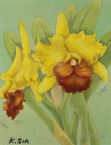 Yellow Cattleya and Bees